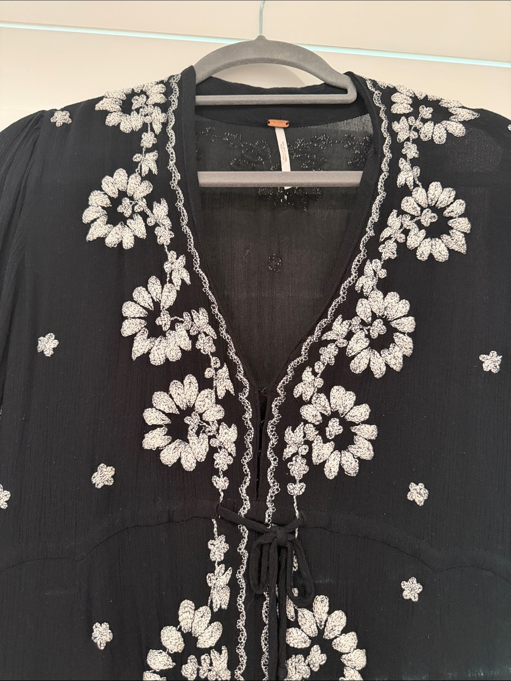 Free People Black Embroidered Maxi Dress with White Accents - Picture 2 of 5